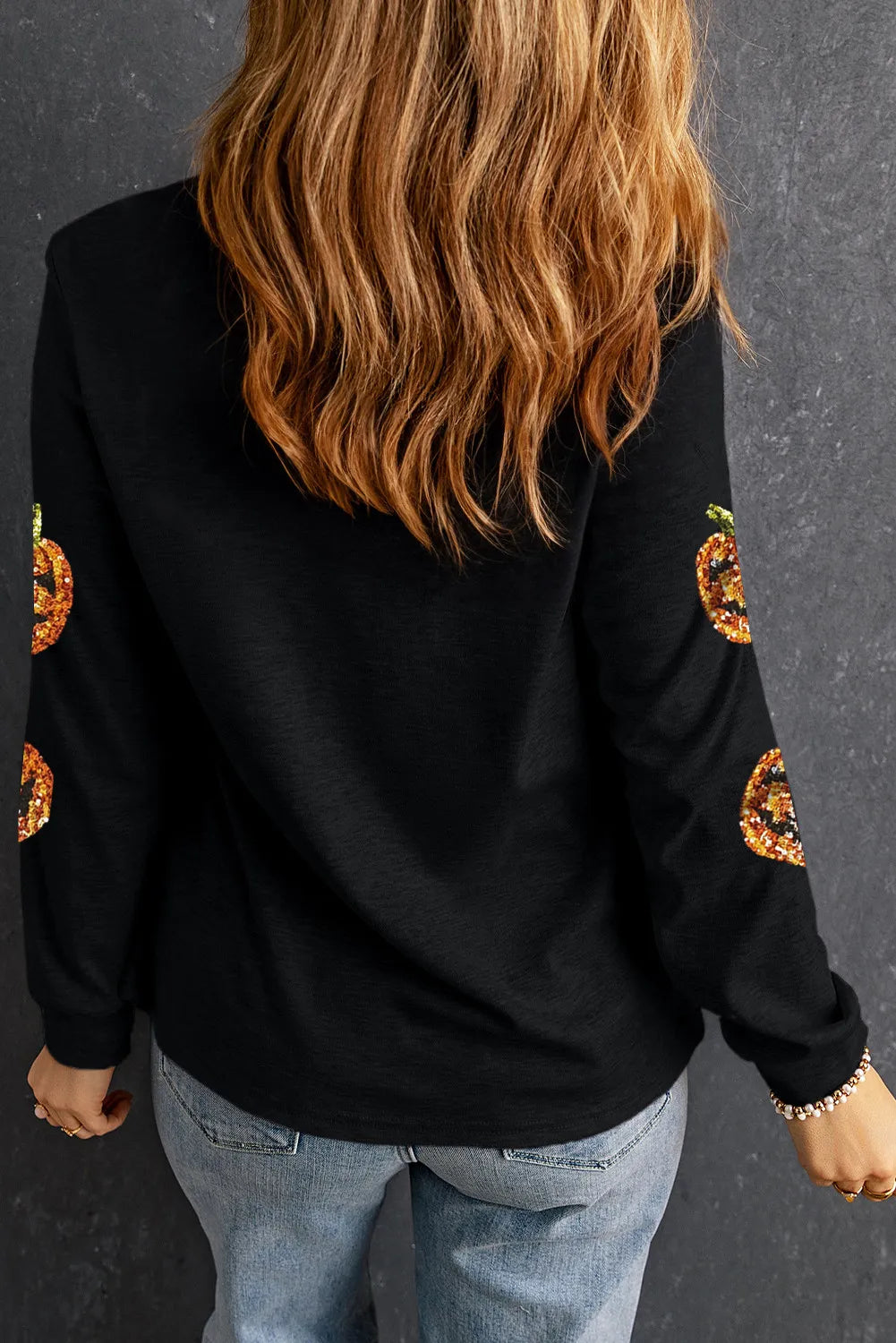 Sequin Pumpkin Long Sleeve Shirt