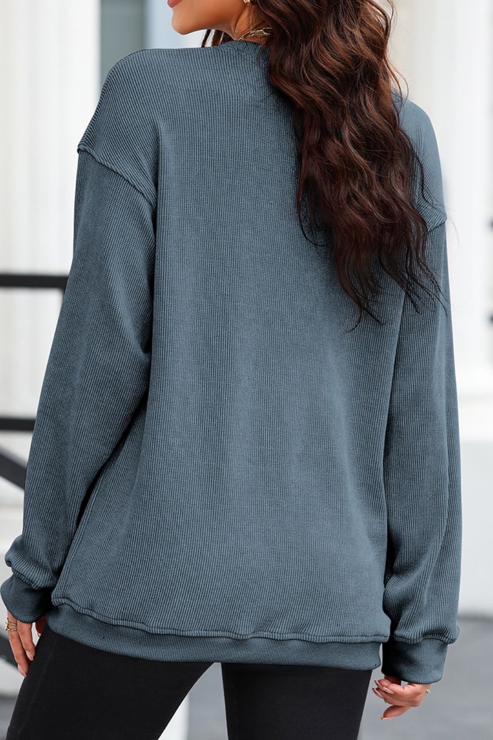 Sequin Ghost Ribbed Sweatshirt