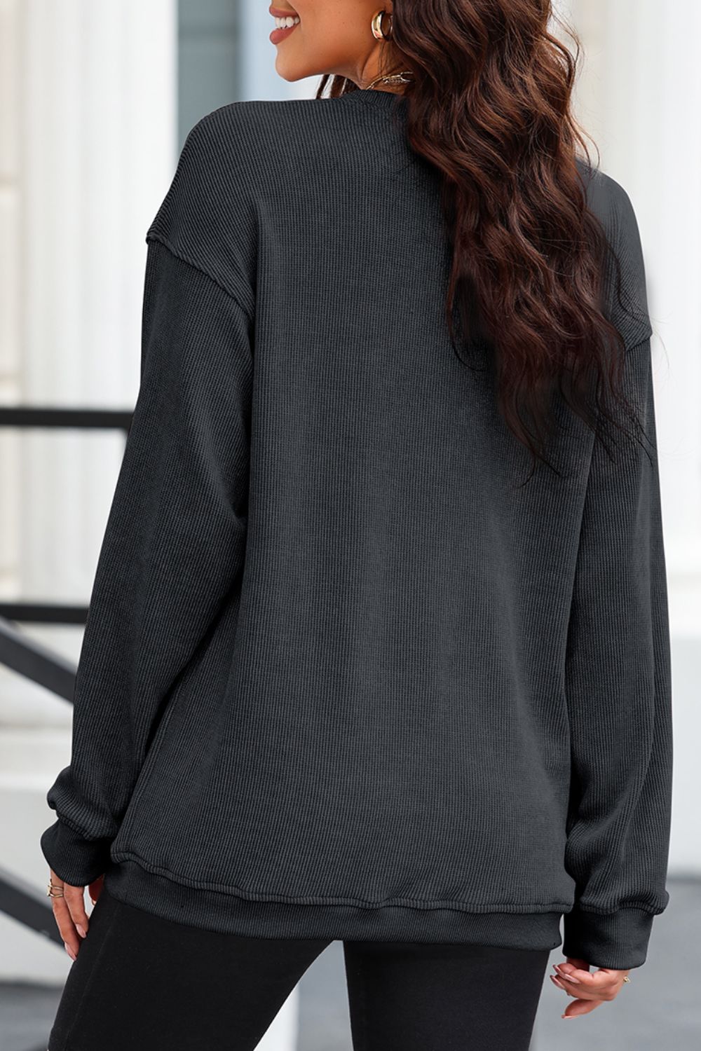 Sequin Ghost Ribbed Sweatshirt