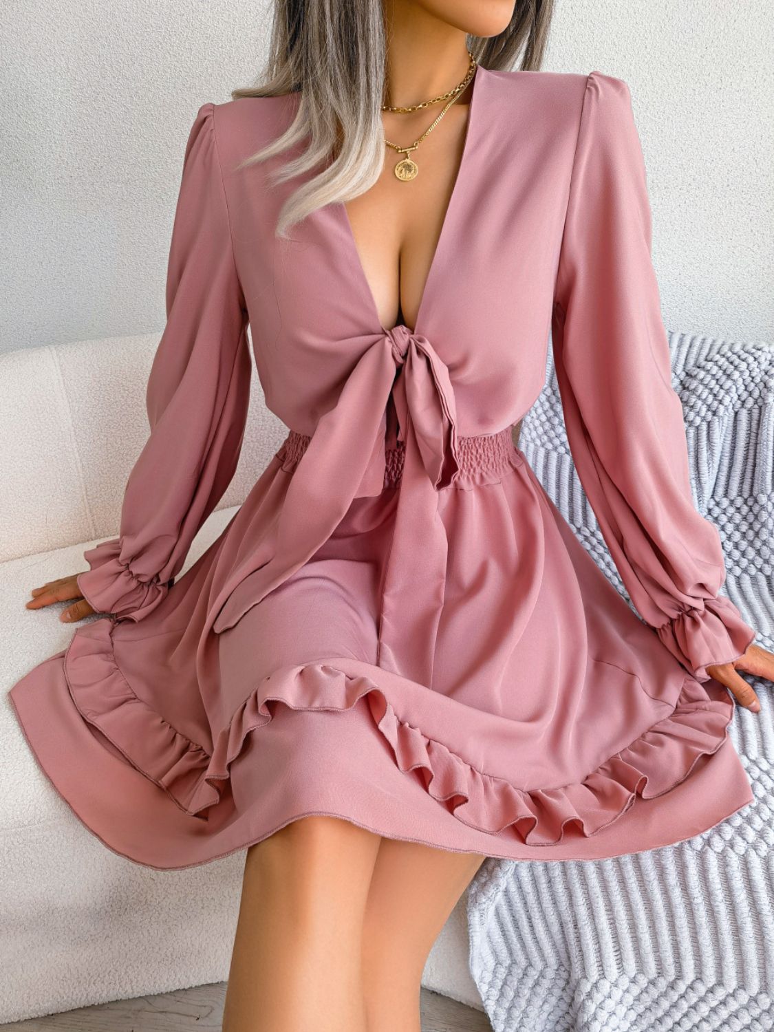 Ruffle Sleeved Dress