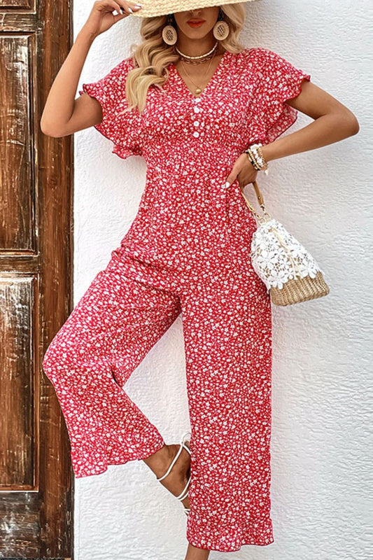 Tie Back Ruffled Jumpsuit