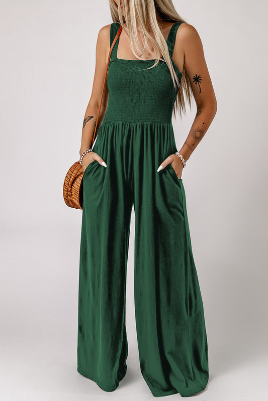 Smocked Jumpsuit with Pockets